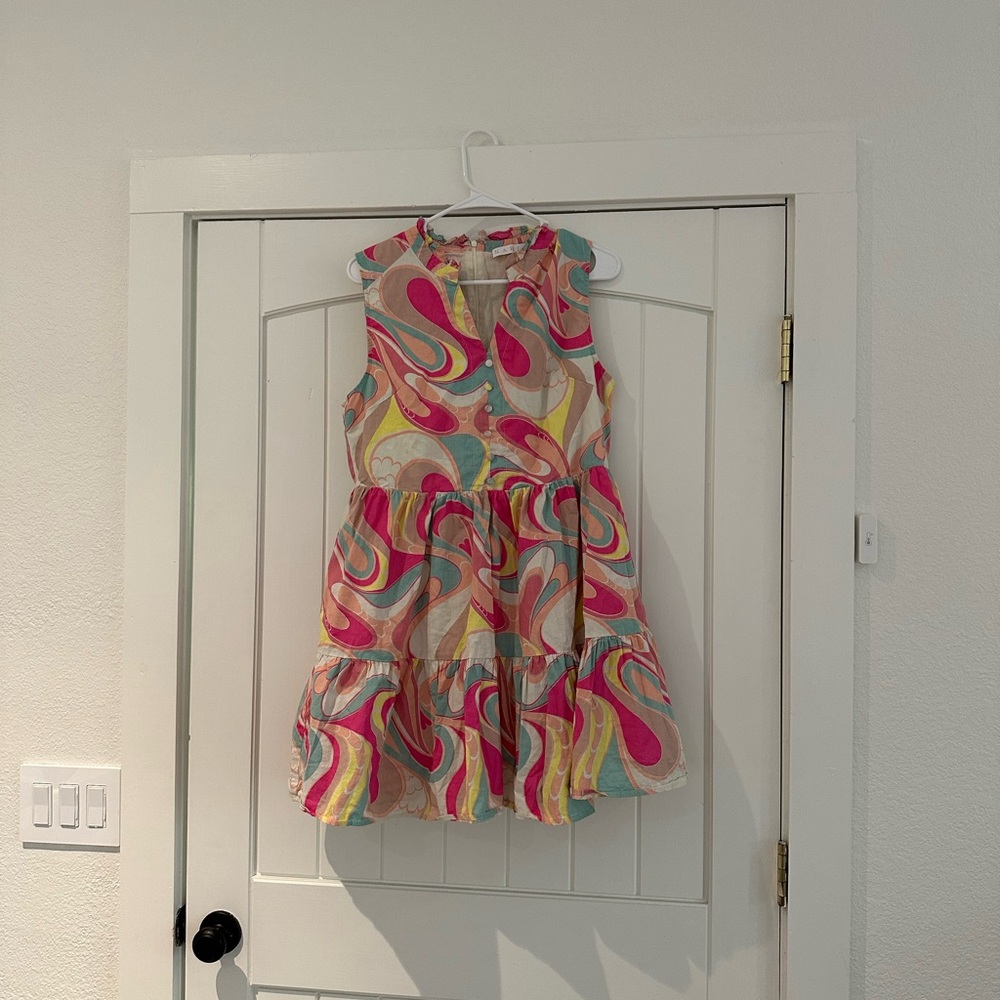 Karlie Pink and Blue Ruffled Tiered Sundress